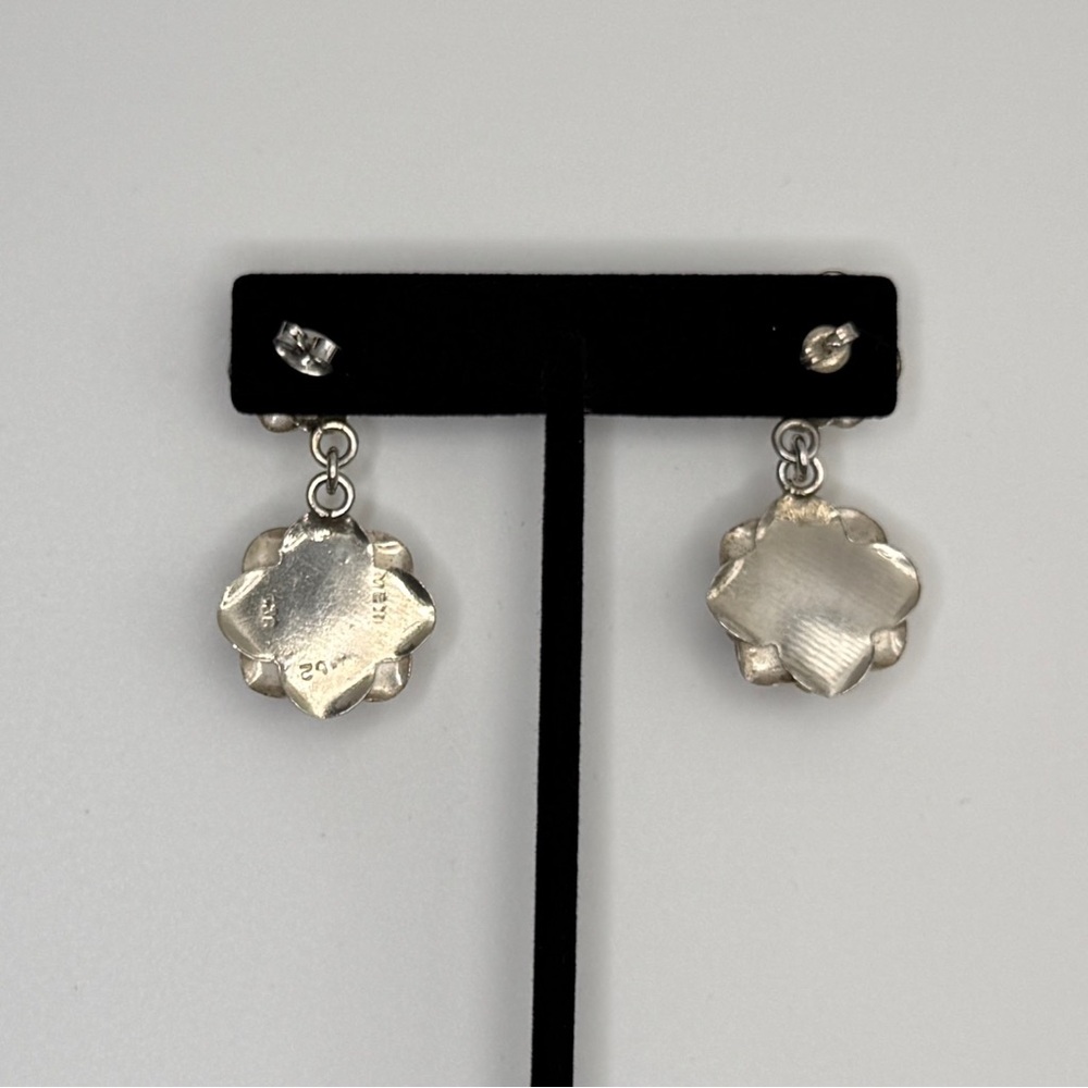 VTG Mexican Sterling Silver Rose Dangling Earrings and Pendant. - Picture 11 of 14